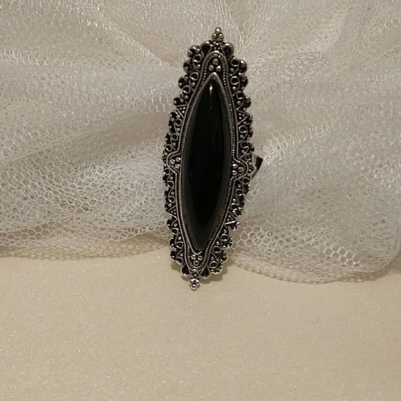 Statement Ring!  Antiqued Silver and Black! - Picture 4 of 7